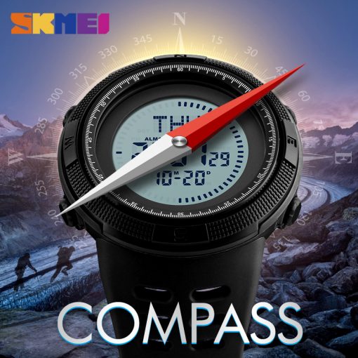 SKMEI Compass Men Sports Watches World Time Summer Time Watch Countdown Chrono Waterproof Digital Wristwatches Relogio Masculino 1