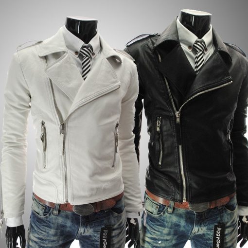 2017 PU Leather Jacket Men Turn-down Collar Solid Mens Faux Fur Coats Youth Slim Motorcycle Suede Jacket Male Veste Cuir Homme 1
