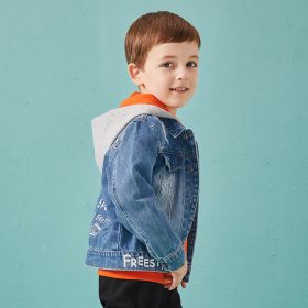 Balabala cotton jeans jacket for boys jacket for boy spring-autumn pattern on the back Hooded jacket clothes for boys enfant 1