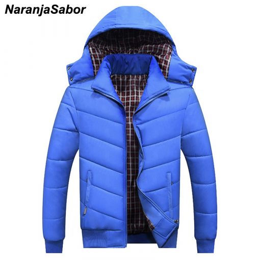NaranjaSabor Winter Men's Thick Coats Hooded Slim Fit Parkas Casual Warm Mens Jackets Male Fashion Outerwear Men Brand Clothing 3