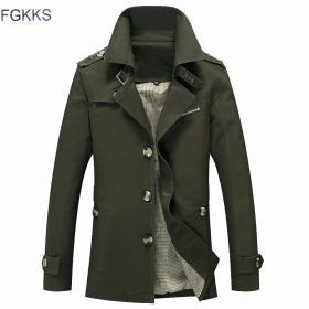 FGKKS 2018 Brand Men Jacket Coat Fashion Solid Color Male Jackets Veste Homme Casual Slim Fit Overcoat Jacket Trench Coats 2