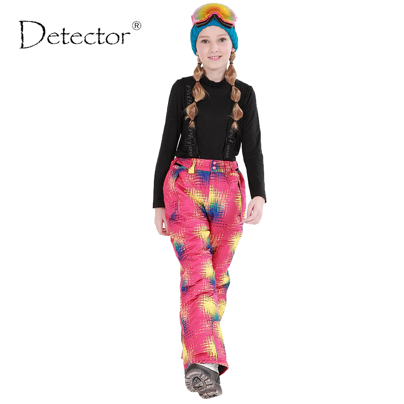 Detector Winter Girls Ski Pants Windproof Overall Pants Tracksuits for Children Waterproof Warm Kids Boys Snow Ski Trousers