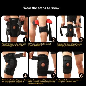 1PCS Knee Brace with Polycentric Hinges Professional Sports Safety Knee Support Black Knee Pad Guard Protector Strap joelheira 3