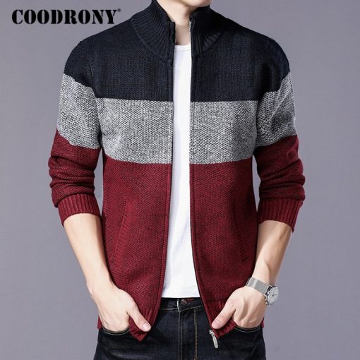 COODRONY Cashmere Wool Sweater Coat With Cotton Liner Zipper Coats Sweater Men Clothes 2018 Winter Thick Warm Cardigan Men H003 2