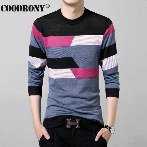 2017 New Autumn Winter Thin Sweater Men Wool Sweaters Knitted Cashmere O-Neck Pullover Shirt Men Casual Striped Pull Homme 66158 4