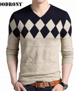 COODRONY Cashmere Wool Sweater Men 2018 Autumn Winter Slim Fit Pullovers Men Argyle Pattern V-Neck Pull Homme Christmas Sweaters