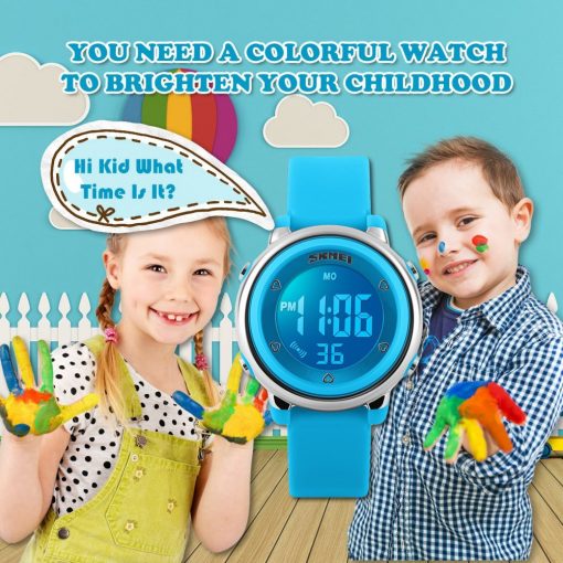 SKMEI New Fashion Sports Children Watches Waterproof Alarm Watch Kids Back Light Calendar Digital Wristwatches Relogio Infantil 1