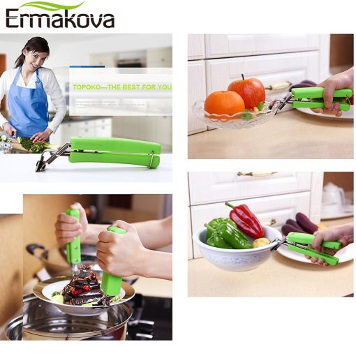 ERMAKOVA Hot Bowl Holder Dish Clamp Pot Pan Gripper Clip Hot Dish Plate Bowl Clip Retriever Tongs Silicone Handle Kitchen Tool 5