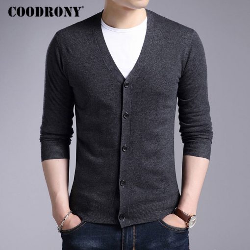 COODRONY Cardigan Men 2018 Autumn Winter Soft Warm Cashmere Wool Sweater Men Pure Color Classic Casual V-Neck Cardigans Top 7402 1