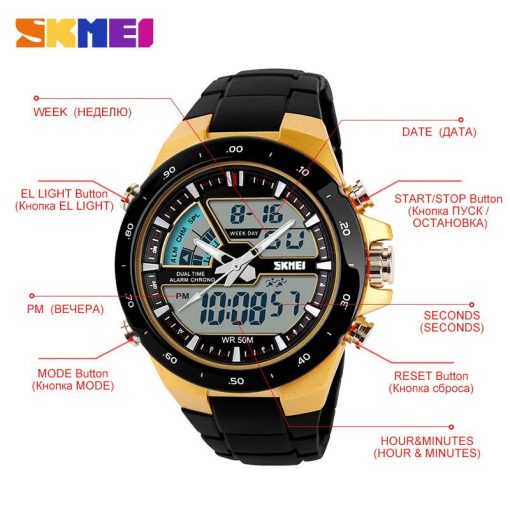 SKMEI Sports Watches Men Fashion Casual Digital Quartz Wristwatches Alarm 30M Waterproof Military Chrono Relogio Masculino 1016 3