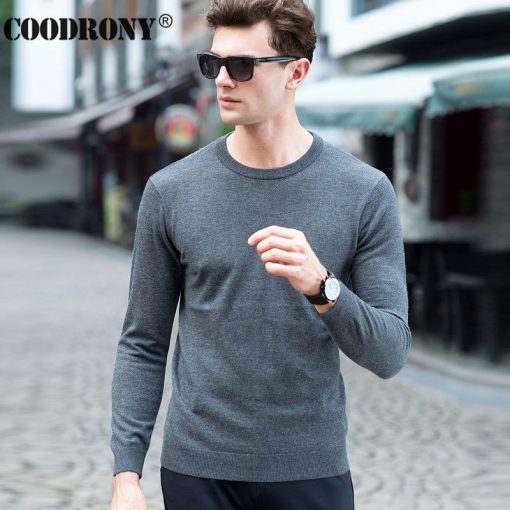 COODRONY Top Quality Knitted Cashmere Sweaters Christmas Merino Wool Sweater Men Classic Casual Pure Color O-Neck Pullover Men 1