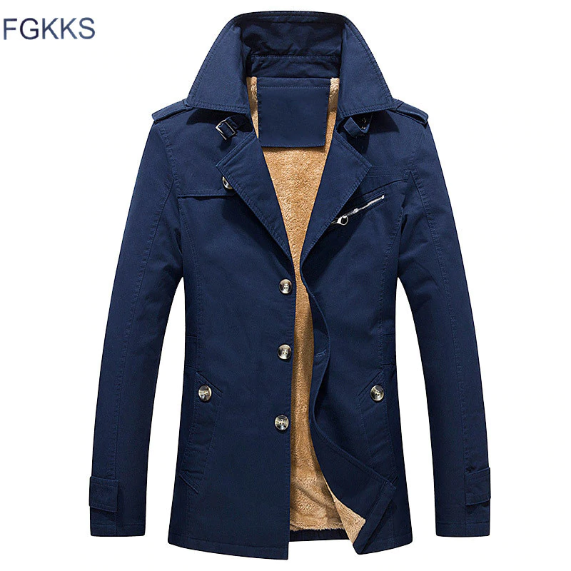 FGKKS 2018 New Winter Jacket Men Brand Bomber Jacket Male Fashion Jacket Coat Casual Blue Jackets Mens Coats