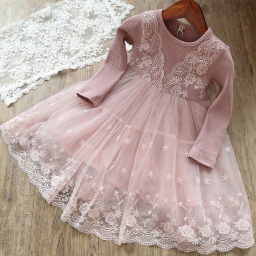 Humor Bear Long Sleeve Girl dress Princess Dress 2018 Spring Girl Dress Petals Design Baby Birthday Party Dress of 3-7Y 1