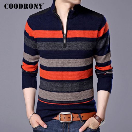 COODRONY Mens Sweaters And Pullovers Pure Merino Wool Sweater Men 2018 Winter Thick Warm Zipper Turtleneck Cashmere Pullover Men 2