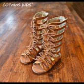 CCTWINS KIDS 2017 Summer Baby Girl Genuine Leather Knee High Gladiator Sandal Kid Fashion Children Beach Lace Up Black Shoe B414 1