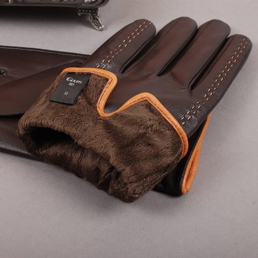 Gours Winter Men's Genuine Leather Gloves 2018 New Brand Touch Screen Gloves Fashion Warm Black Gloves Goatskin Mittens GSM012 4