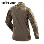 ReFire Gear Tactical Army Combat Shirt Men Long Sleeve Camouflage Military T Shirt Rip-Stop Multicam Paintball Uniform Clothing 2