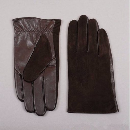 Gours 2018 New Winter Long Genuine Leather Gloves Men Suede Black Warm Touch Screen Gloves Brand Goatskin Mittens Luvas GSM023 3