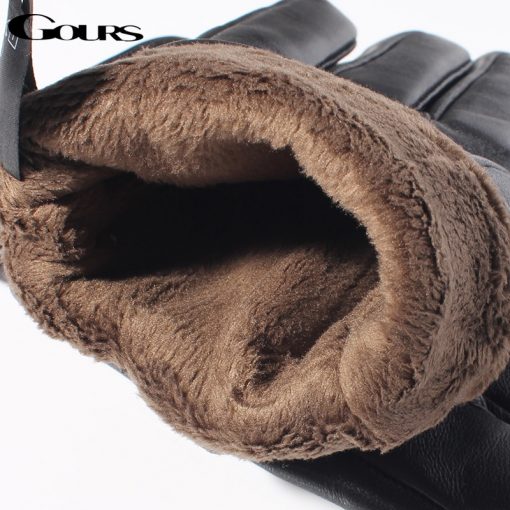 Gours Men's Genuine Leather Gloves Real Sheepskin Black Touch Screen Gloves Button Fashion Brand Winter Warm Mittens New GSM050 4