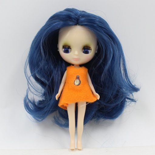 blyth mini doll 10CM nude doll colorful long hair Pullip  3
