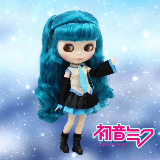 Free shipping factory blyth doll Hatsune Miku blue hair white skin with clothes and boots 1/6 30cm BL4302 5