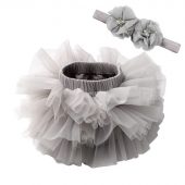 baby girls tulle bloomers Infant newborn tutu diapers cover 2pcs short skirts and flower headband Baby party photograph clothes 2