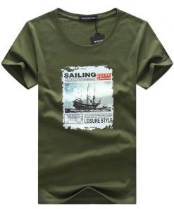 SWENEARO Men's T-Shirts Summer Fashion Sailing Print Funny T-Shirt Men TShirt Casual Hip Hop O-Neck Short Sleeve tee shirt Male