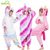 28 New Kids Animal Pajamas Set Winter Warm Boys Girls Starry Pegasus Unicorn Cosplay Children Sleepwear Onesie Flannel Pyjamas