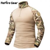 ReFire Gear Camouflage Army T-Shirt Men US RU Soldiers Combat Tactical T Shirt Military Force Multicam Camo Long Sleeve T Shirts 3