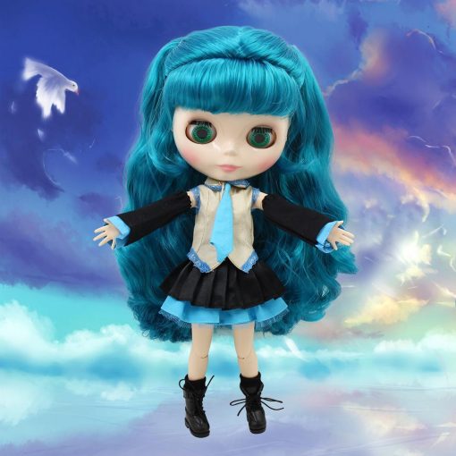 Free shipping factory blyth doll Hatsune Miku blue hair white skin with clothes and boots 1/6 30cm BL4302 1