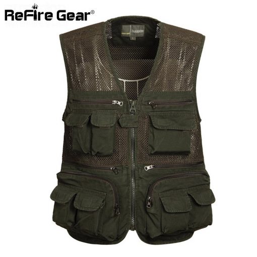 Summer Tactical Breathable Multi Pockets Casual Vest Men Cotton Sleeveless Waistcoat Quick Drying Mesh Vest Male L-4XL 2