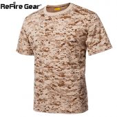 ReFire Gear Military Camouflage T Shirt Men Cotton US Army Combat Tactical T-Shirt Summer Quick Dry Breathable Man Camo T Shirts