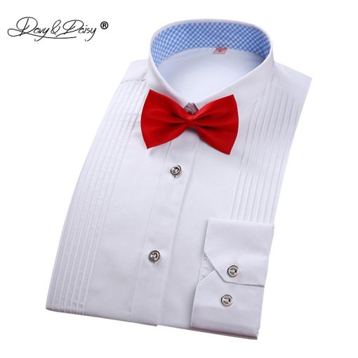 DAVYDAISY New Men Tuxedo Shirt White Long Sleeved Shirt Wedding Party Men's Shirts Brand Clothing Male Shirt 8 Colors DS149