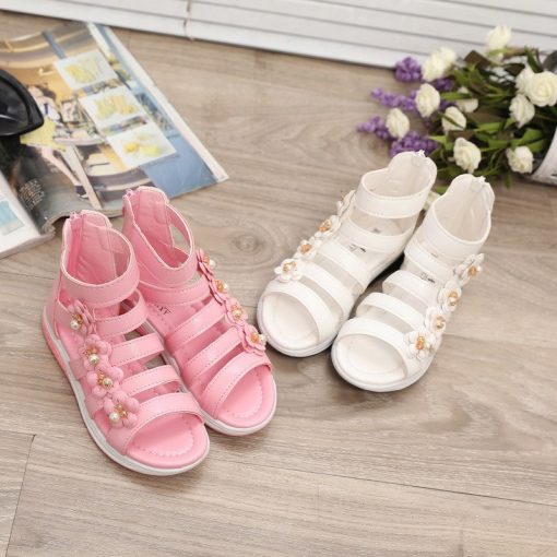 Girls Shoes Sandals Kids Leather Shoes Children Floral Gladiator Sandals Baby Girls Flat Princess Beach Shoes Kids Casual Shoes 1