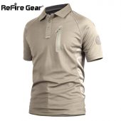ReFire Gear Men's Tactical Military T Shirt Summer Army Force Camouflage T-shirt for Man Breathable Pocket Short Sleeve T Shirts 1