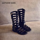 CCTWINS KIDS 2018 Summer Children Black Gladiator Sandal Toddler Pu Leather Flat Baby Girl Brand Barefoot Princess Shoe BG039 1