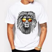 Men Tops 2018 Summer Crown Lion 3D White Men's T-shirt Fashion Animal Print T-Shirt Men Casual Short-Sleeve Tee Shirt Homme 4XL 1