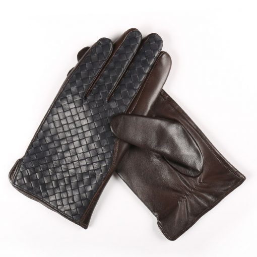 Gours Winter Men's Genuine Leather Gloves Goatskin Hand Weave Finger Gloves 2018 New Arrival Fashion Brand Warm Mittens GSM016 1