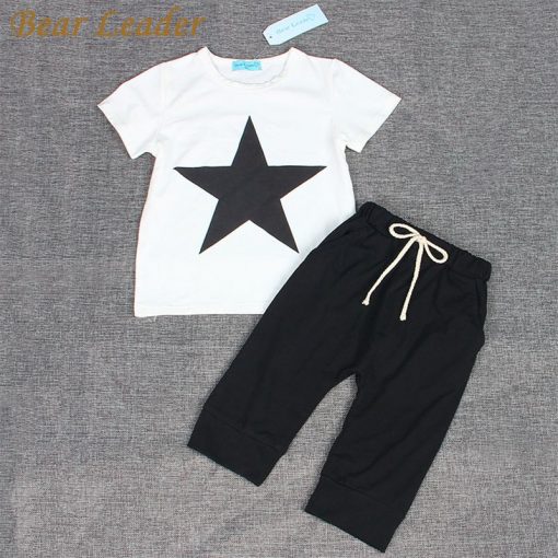 Bear Leader Baby Clothing Sets 2018 Summer Style Baby Girls Boys Clothes Black Letter T-shirt+Imitation cowboy pants 2pcs suit 5