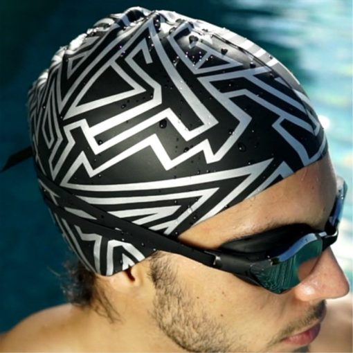 XARKE Fashion Silicone Caps for Swimming Men Women Bathing Cap Swimming Pool Hat Waterproof Ear Protection Professional Swim Cap 1