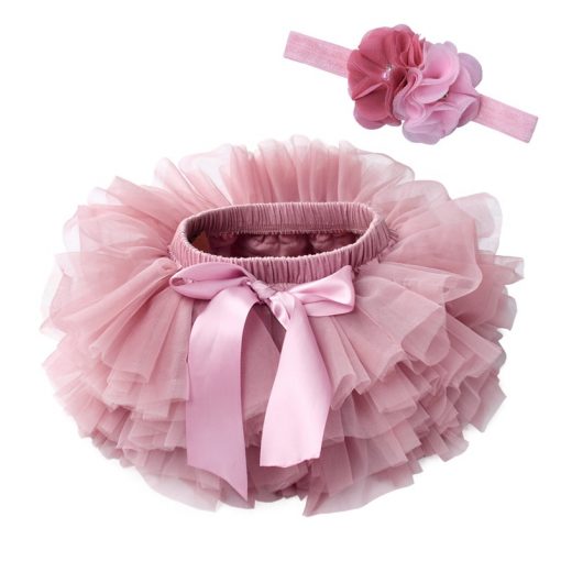 baby girls tulle bloomers Infant newborn tutu diapers cover 2pcs short skirts and flower headband Baby party photograph clothes