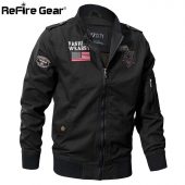 ReFire Gear Military Style Airborne Pilot Jacket Men Tactical Flight Army Jacket Autumn US Flag Air Force Motorcycle Cotton Coat 2