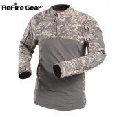 ReFire Gear Tactical Army Combat Shirt Men Long Sleeve Camouflage Military T Shirt Rip-Stop Multicam Paintball Uniform Clothing 4