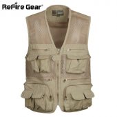 Summer Tactical Breathable Multi Pockets Casual Vest Men Cotton Sleeveless Waistcoat Quick Drying Mesh Vest Male L-4XL