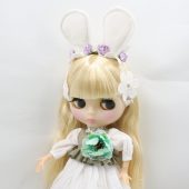 flower dress for 1/6 doll lace & bow & flower, white ear, white headdress, lace white dress 3