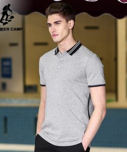 Pioneer Camp new short polo shirt men brand clothing simple casual patchwork polos male top quality 100% cotton grey ACP703084