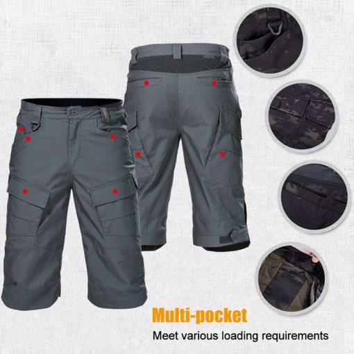 FREE SOLDIER outdoor sport hiking tactical cropped short pant men summer resistant multi-pocket short for camping climbing 3