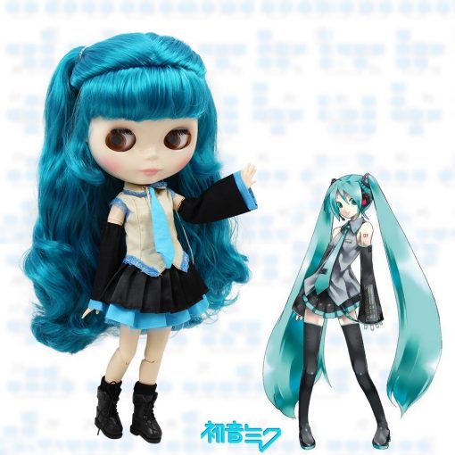 Free shipping factory blyth doll Hatsune Miku blue hair white skin with clothes and boots 1/6 30cm BL4302