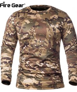 ReFire Gear Spring Long Sleeve Tactical Camouflage T-shirt Men Soldiers Combat Military T Shirt Quick Dry O Neck Camo Army Shirt