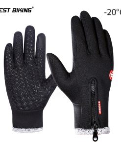 WEST BIKING Winter Bike Gloves Running Ski Thicken Warm Touch Screen Bicycle Gloves Windproof Thermal Full Finger Cycling Gloves